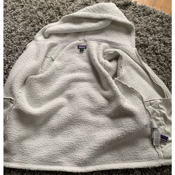 Patagonia Los Gatos white Hooded Fleece Jacket KIDS YOUTH XL - Picture 8 of 8